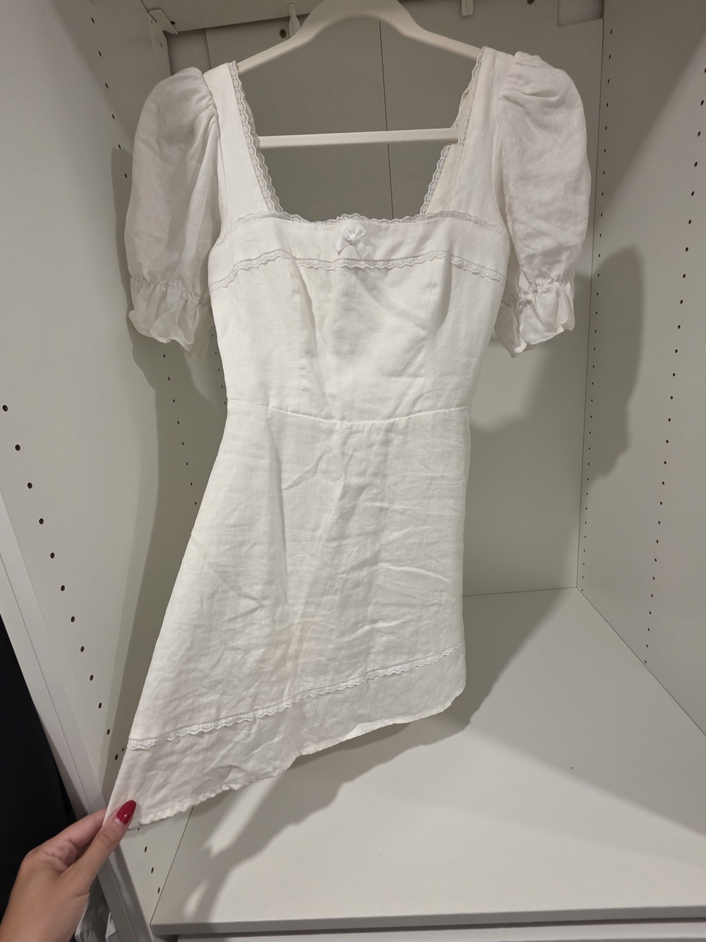 Reformation White Puff-Sleeve Mini Dress